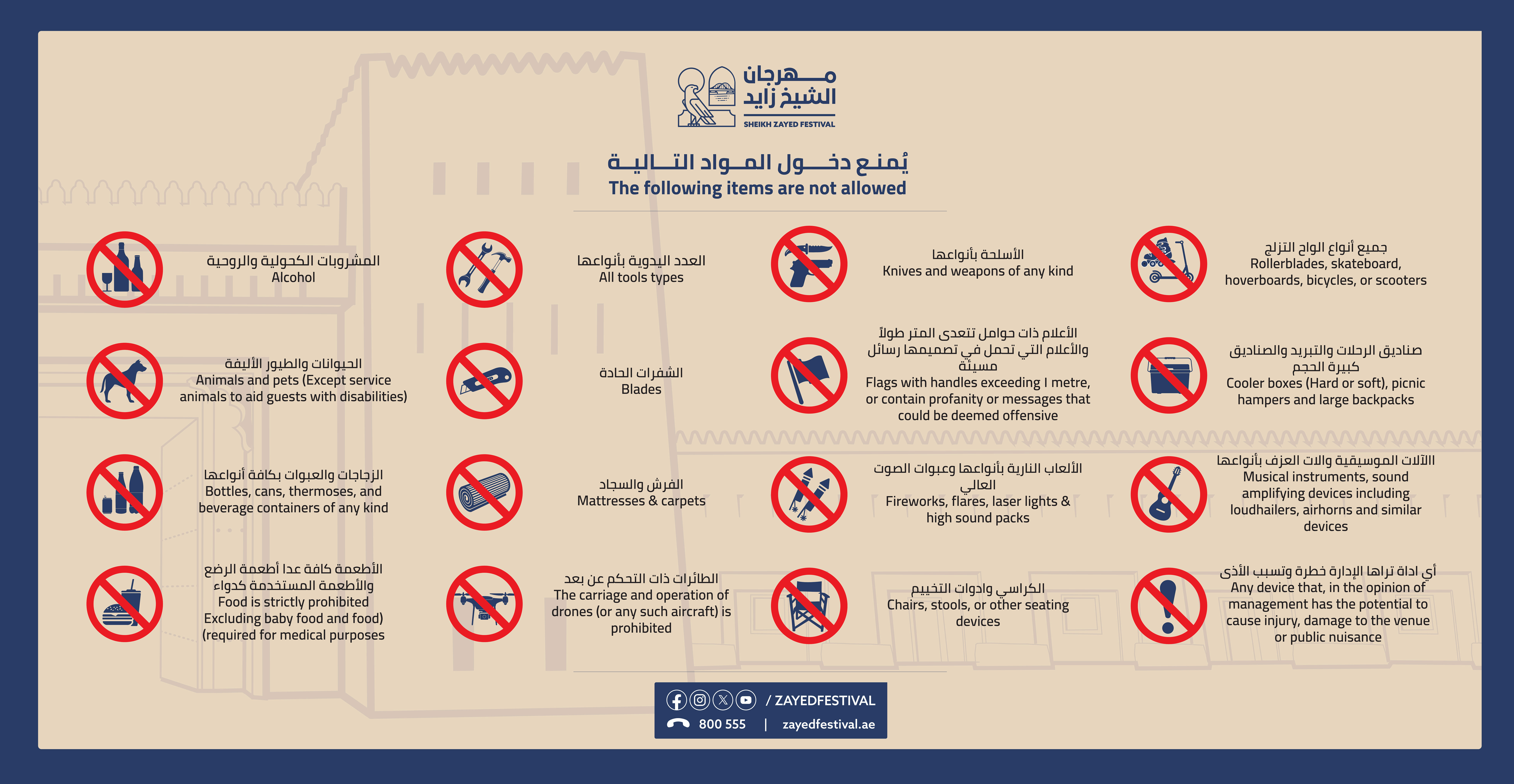 List of items not allowed