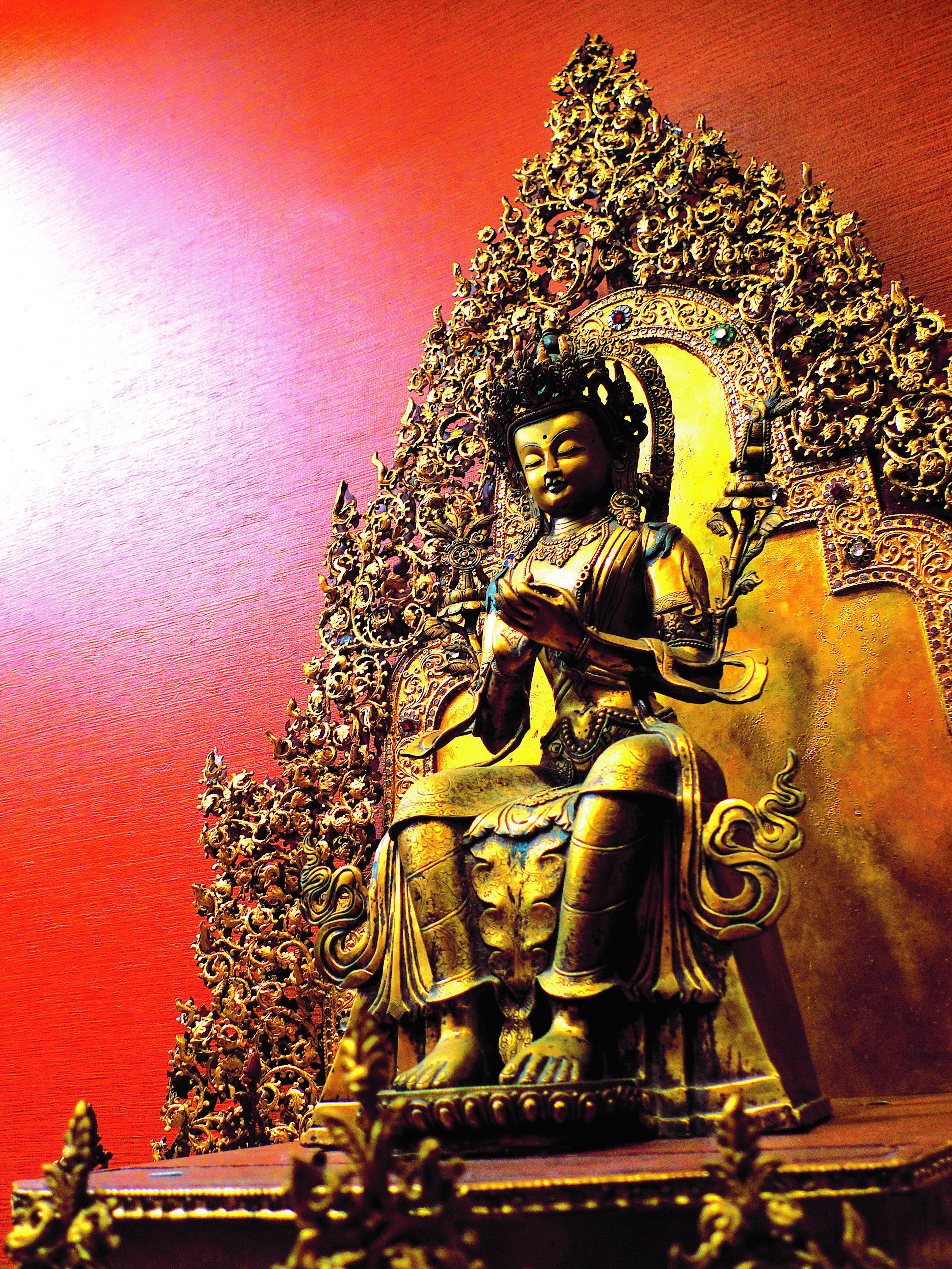 Sculpture de bouddha Maitreya en trompette, ornement, Statue de