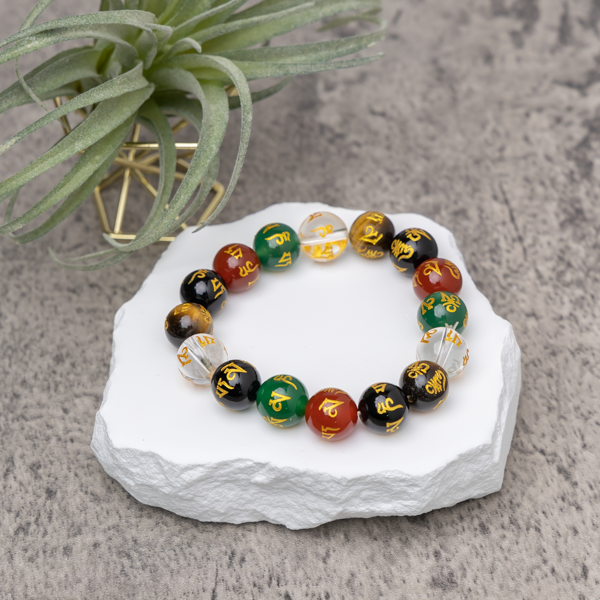 六字大明咒 (Six-Syllable Mantra) 手链 (12mm)