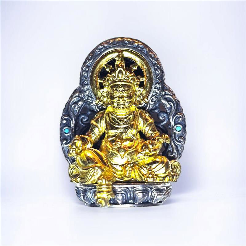 黄财神 (Yellow Dzambhala) 银镀18K金吊坠