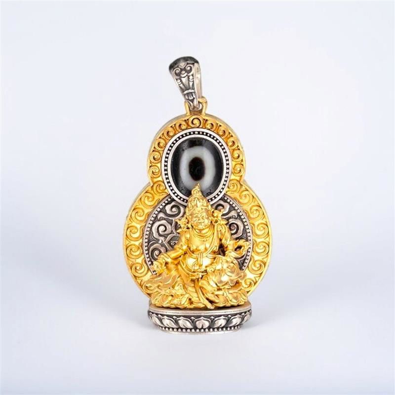 黄财神 (Yellow Dzambhala) 玛瑙吊坠