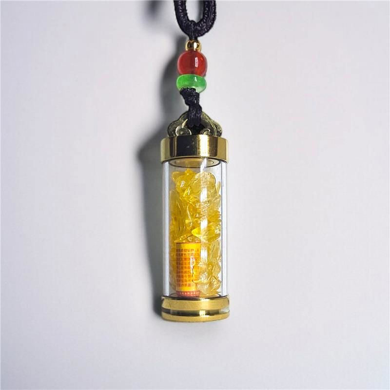 楞严咒 (Shurangama Mantra) 黄水晶嘎乌瓶吊坠