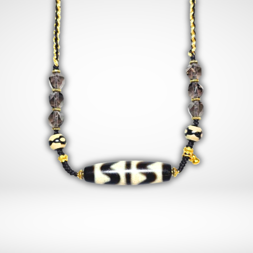 吉祥双虎眼玛瑙天珠吊坠 (40mm) (18g)