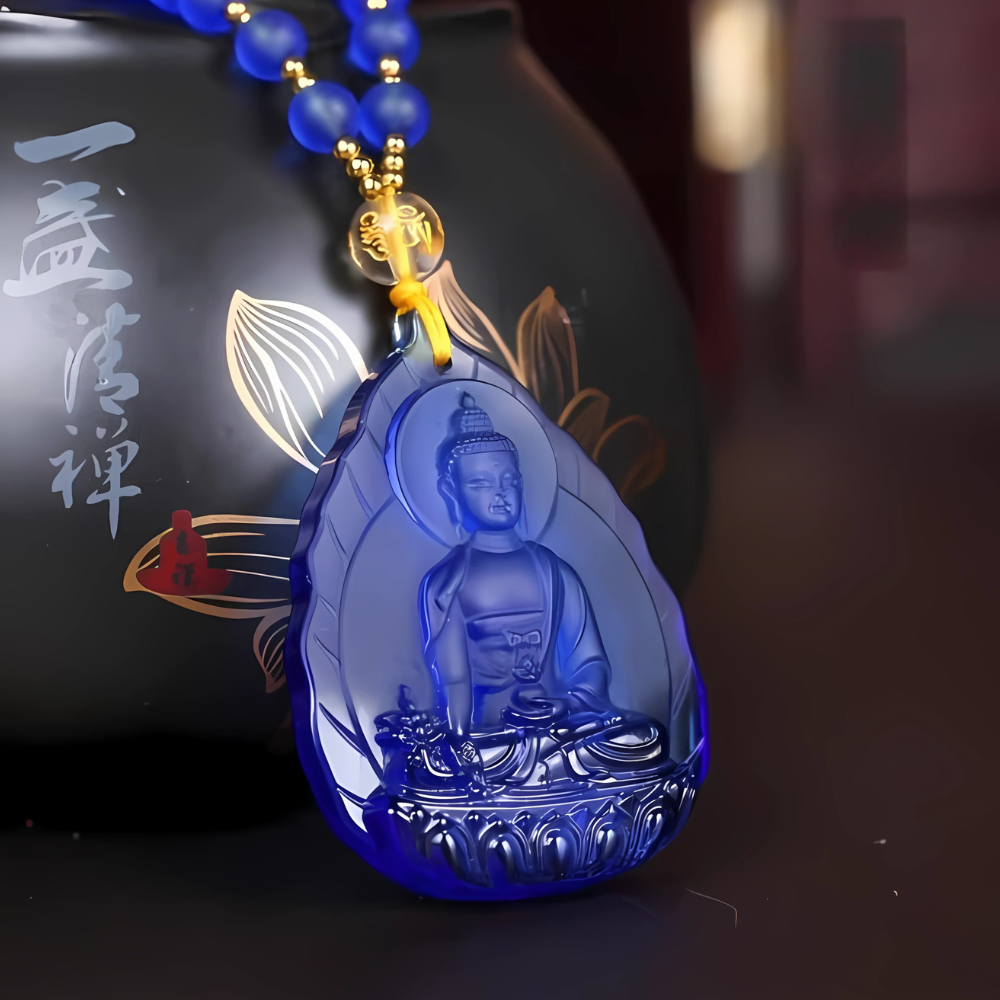 药师琉璃光如来琉璃吊坠 (50mm) (60g)