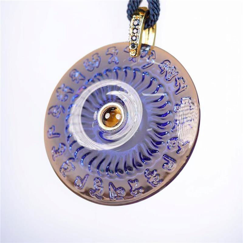 药师琉璃光如来心咒古法琉璃吊坠 (投影石)