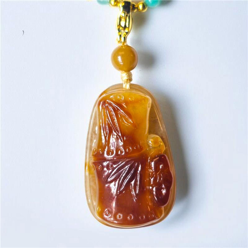 琥珀蜜蜡 (竹子) 节节胜利吊坠 (30mm)