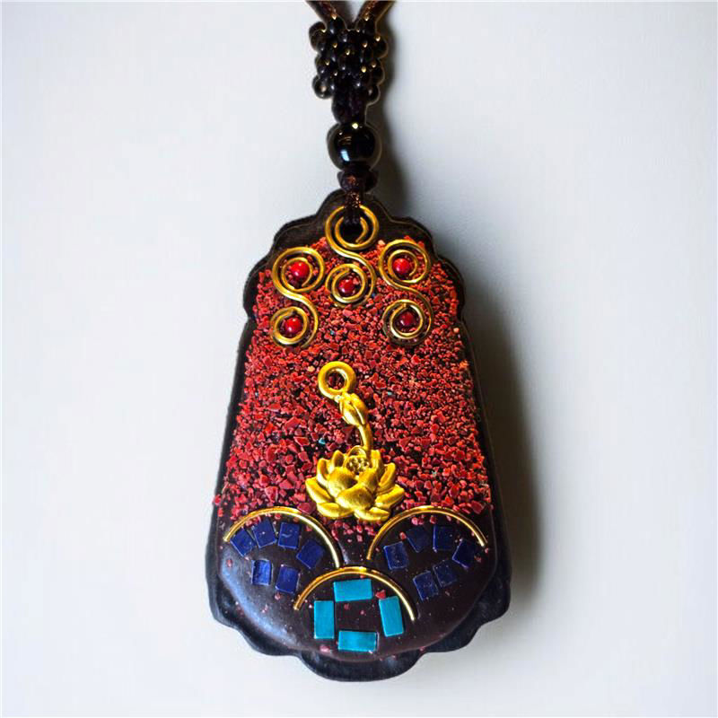 尼泊尔黑檀木藏式唐卡吊坠