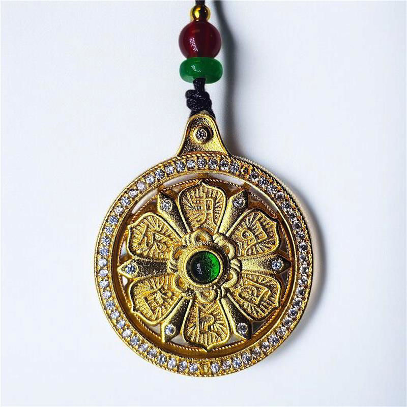 六字大明咒 (莲花时来运转) 吊坠