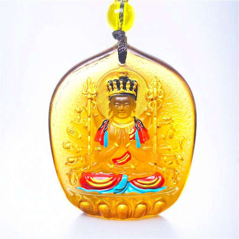 十二生肖八大守护本尊古法琉璃吊坠 (彩绘)