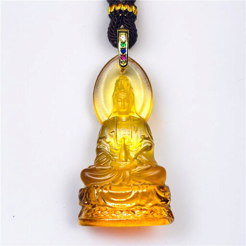 观世音菩萨古法琉璃吊坠