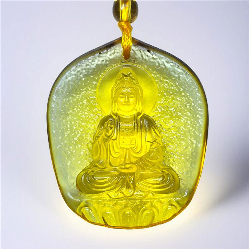 观世音菩萨古法琉璃吊坠
