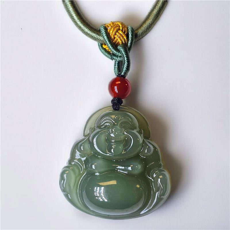 弥勒菩萨 - (湖水绿) 和田玉吊坠