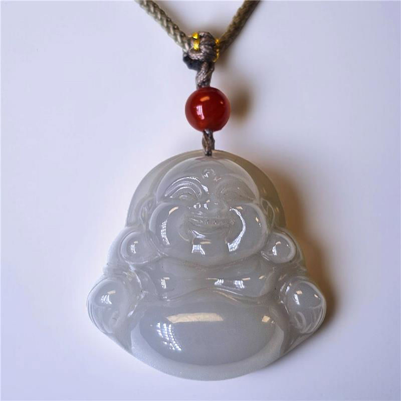 弥勒菩萨 - (冰烟紫) 和田玉吊坠