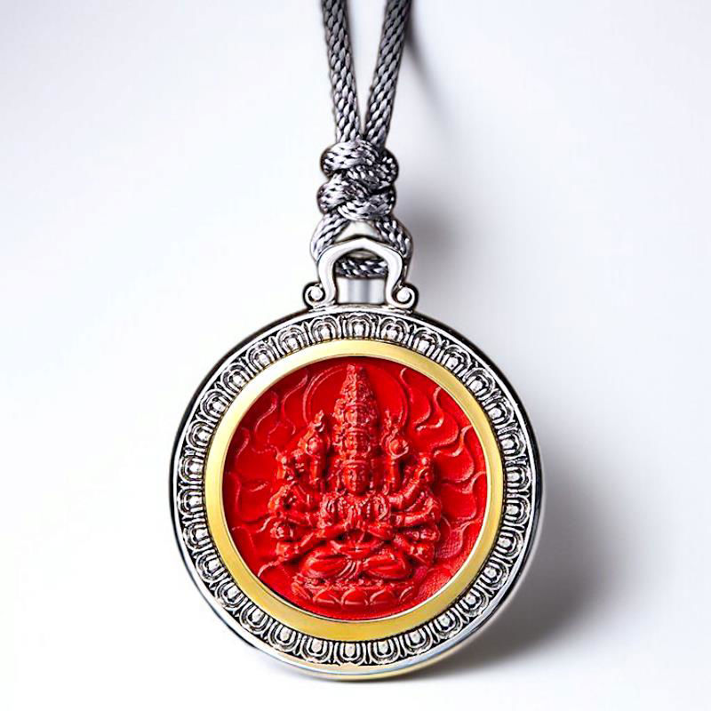 十二生肖八大守护本尊 (咒轮) 朱砂 S925 吊坠