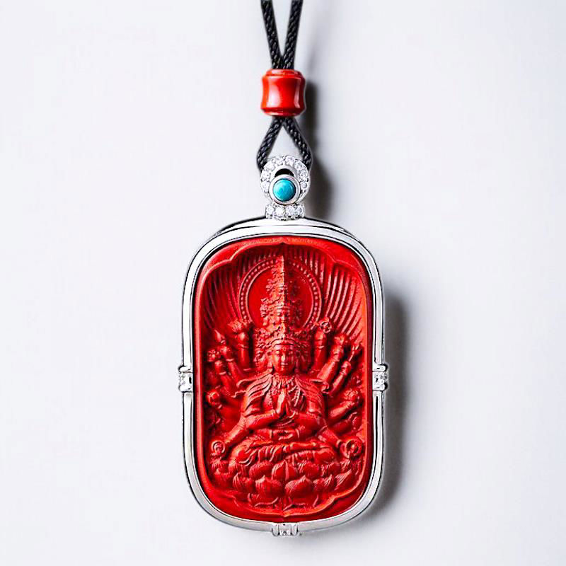 十二生肖八大守护本尊 (金刚杵) 朱砂 S925 吊坠