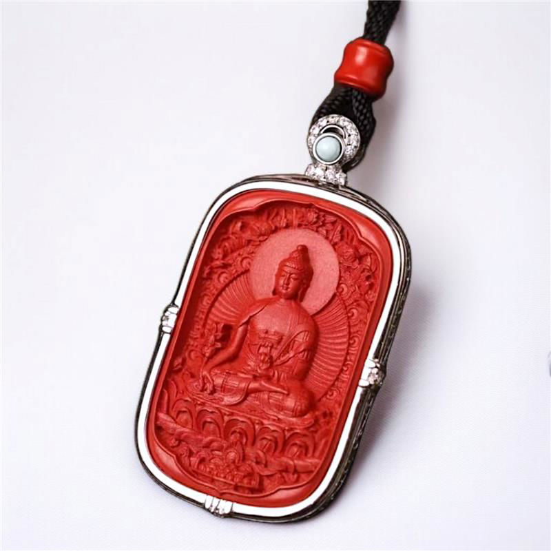 药师佛 (药师琉璃光如来) (金刚杵) 朱砂 S925 吊坠