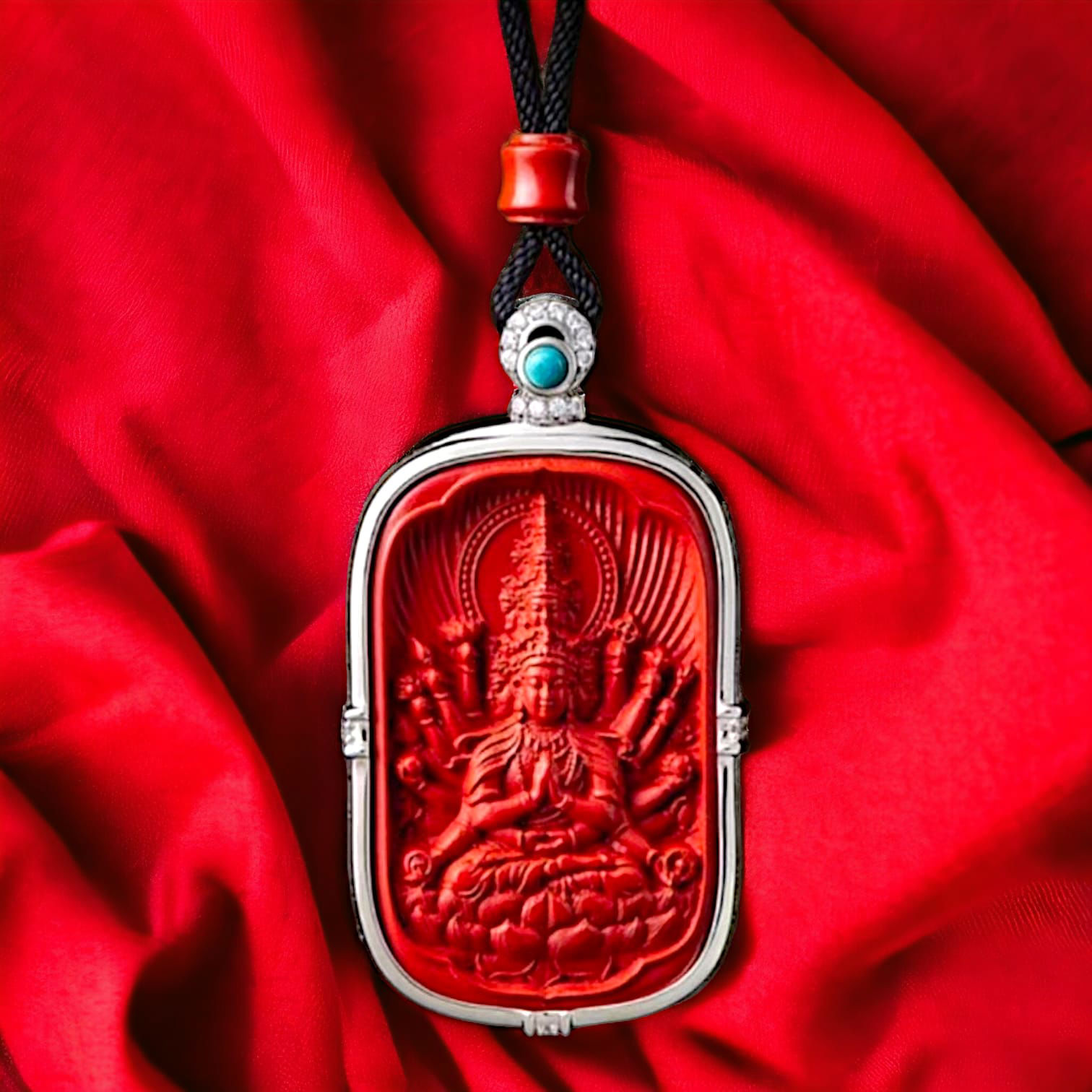 十二生肖八大守护本尊 (金刚杵) 朱砂吊坠 (生肖鼠鸡)