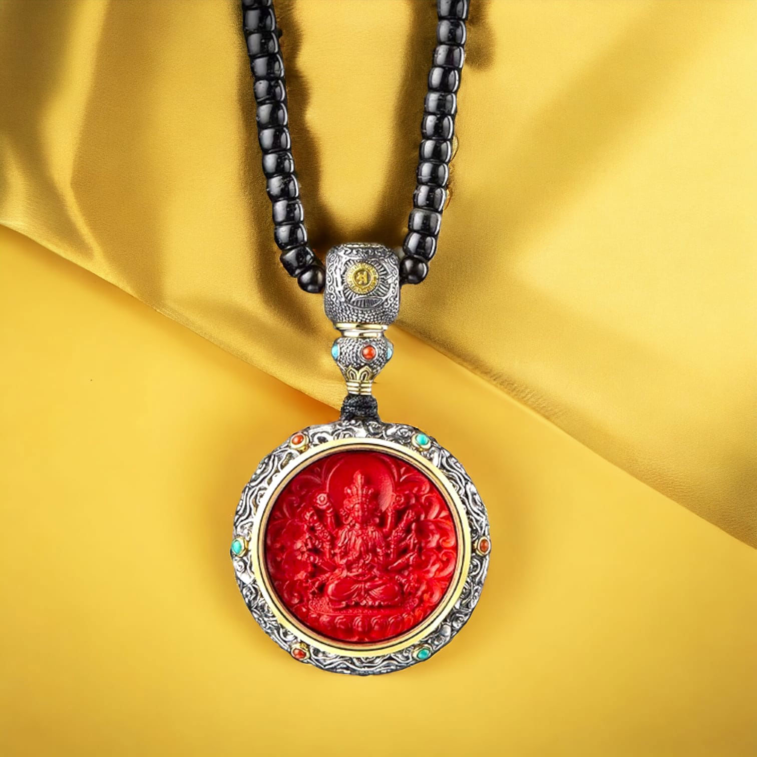 Buddha Steine Natürliche Zinnober Herz Sutra Segen Schlüsselanhänger