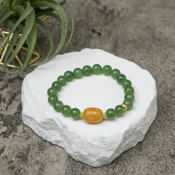 Yellow Agate with Jasper Jade Beads Bracelet 8mm