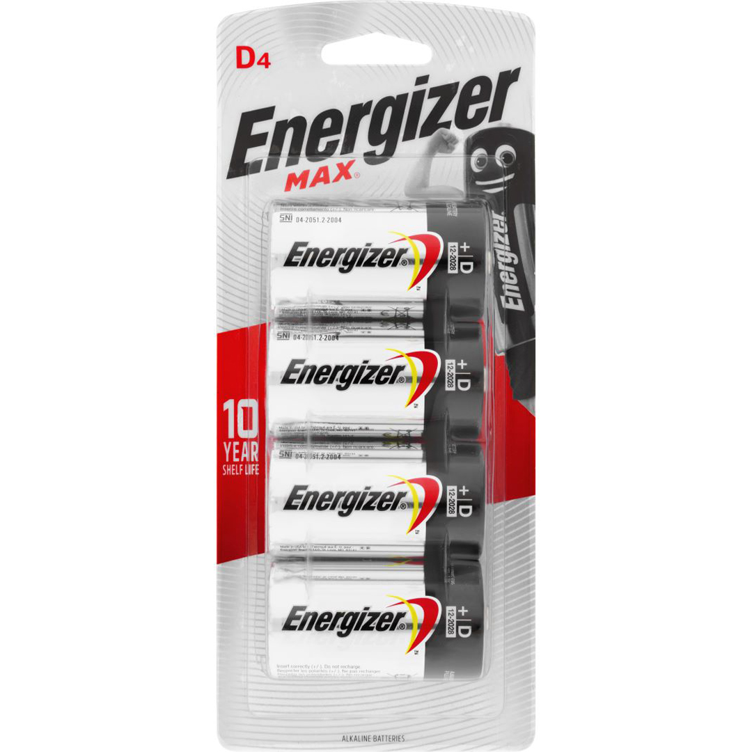 Energizer Max D Batteries 4 Packet