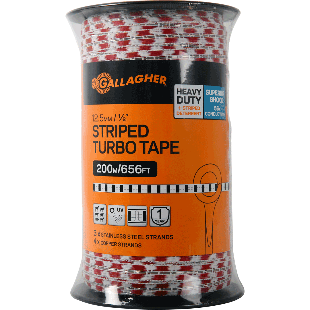 Gallagher Striped Turbo Tape 12.5mm x 200m