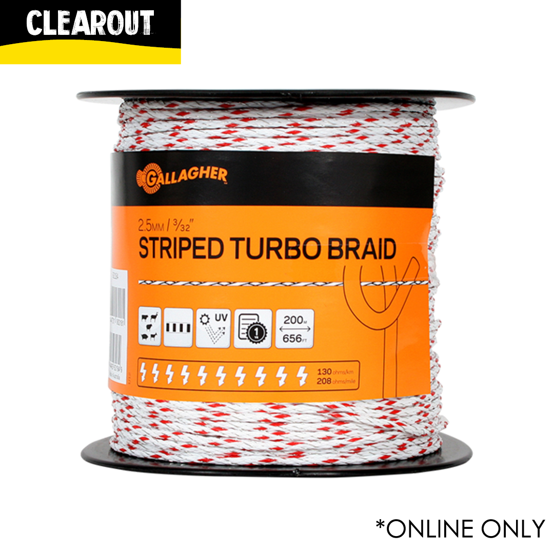 Gallagher Striped Turbo Braid 2.5mm x 200m