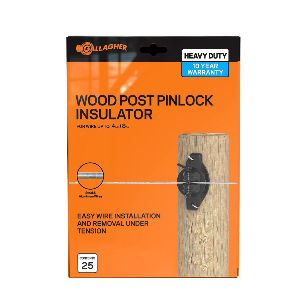 Gallagher Insulator Pinlock Wood Post 25 Packet