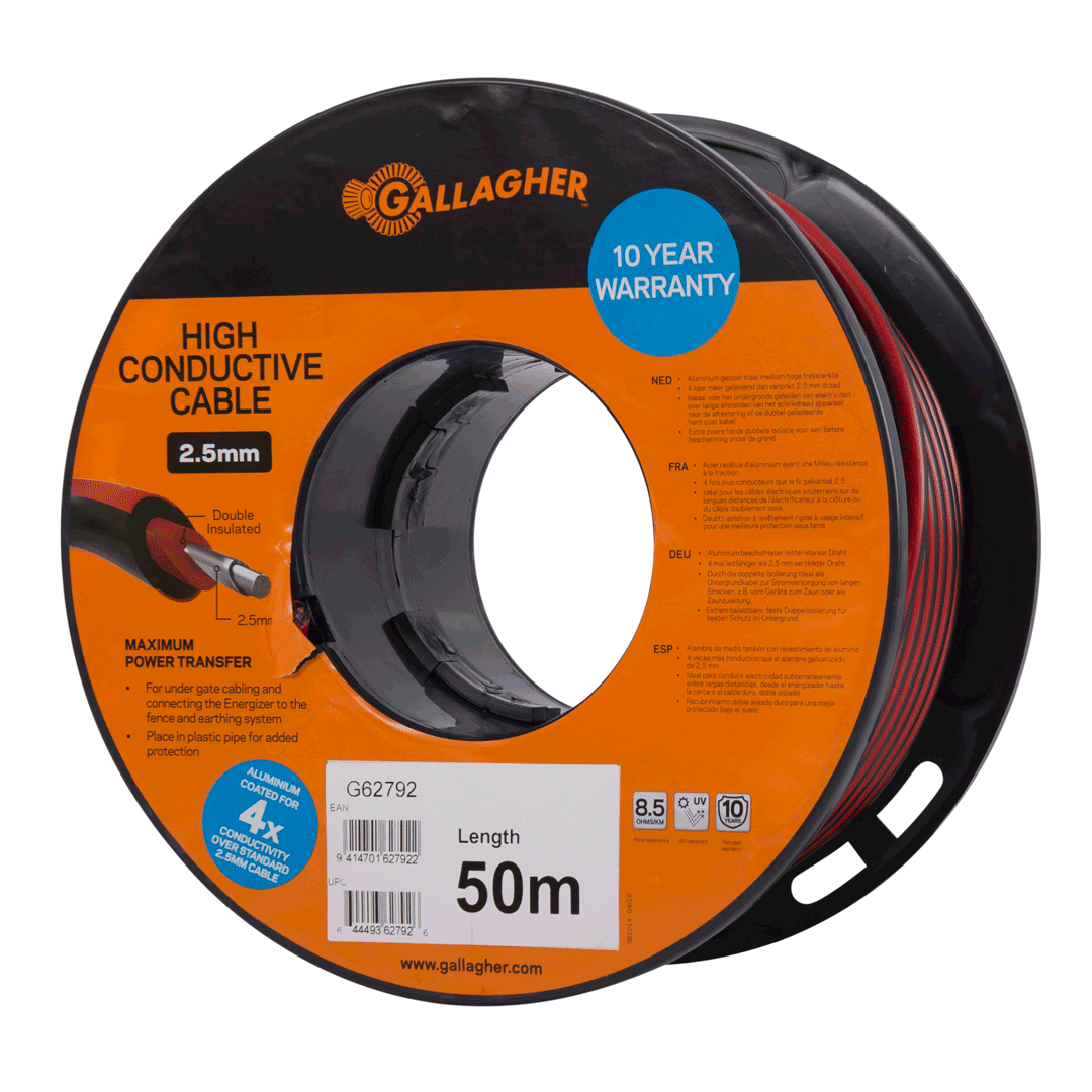 Gallagher Cable High Conductive Red 50m