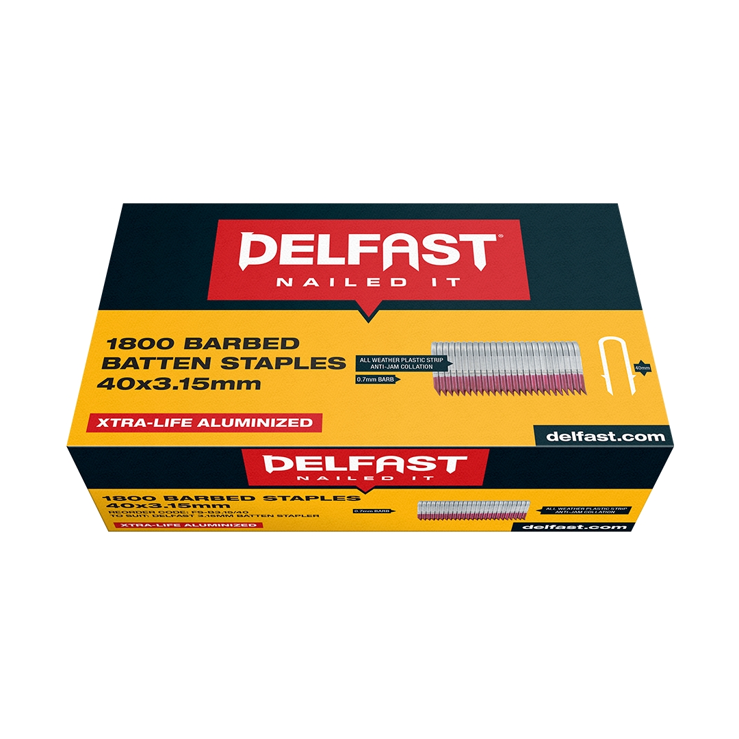 Delfast Batten Staples Galv Barbed 40mm x 3.15mm 1800 Packet
