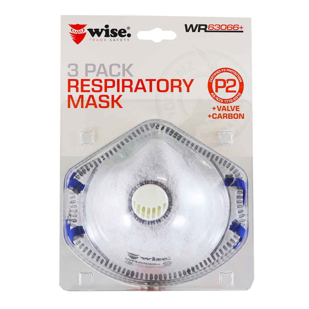 Wise Carbon P2 Mask With Valve 3 Packet