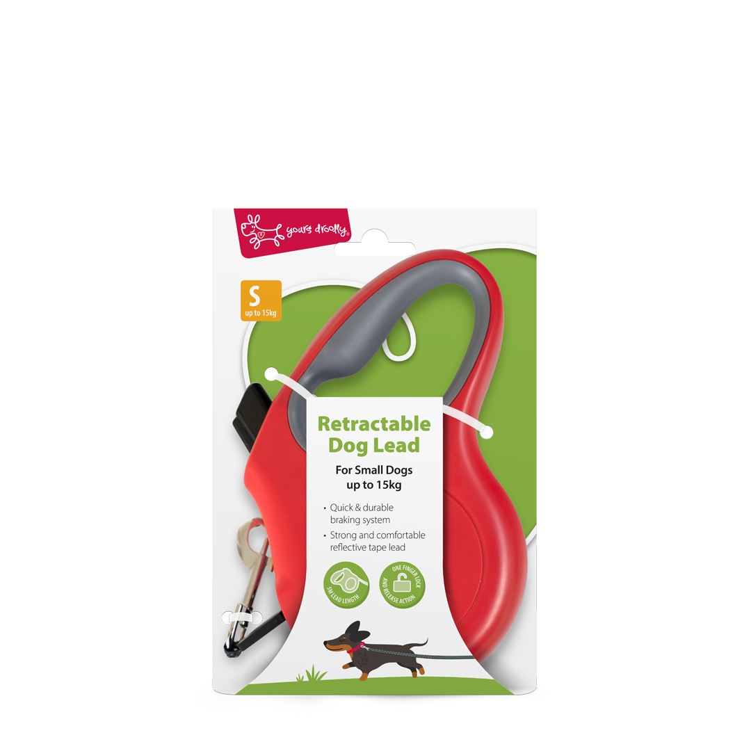 Yours Droolly Retractable Lead Small Red
