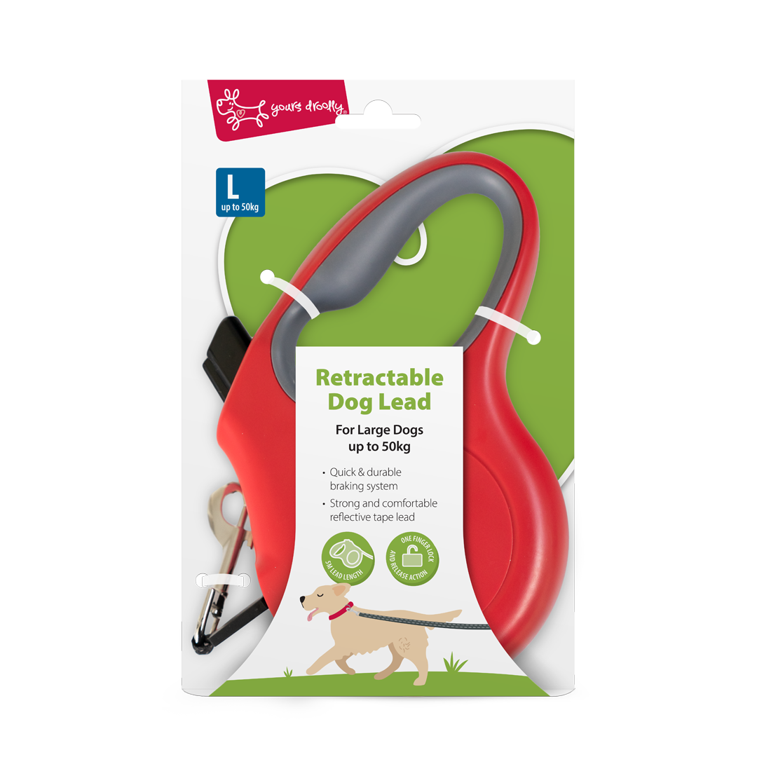 Yours Droolly Retractable Lead Large Red