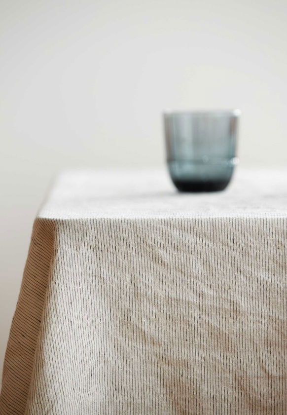 Pinstripe Linen Tablecloth