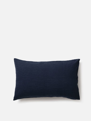 Navy Linen Pillowcase Pair