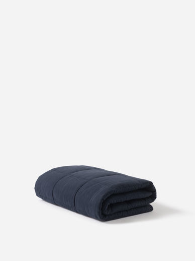 Navy Linen Quilted Blanket