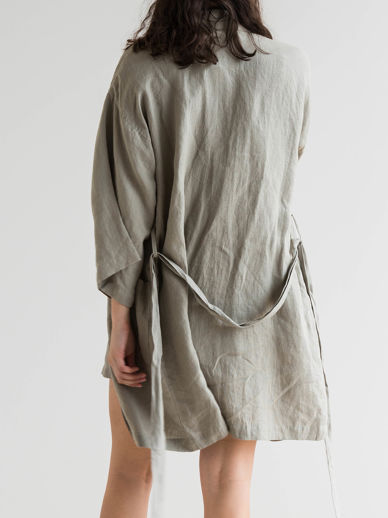 Puddle Short Linen Robe