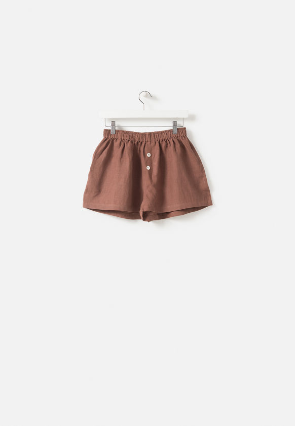 Plum Linen Shorts