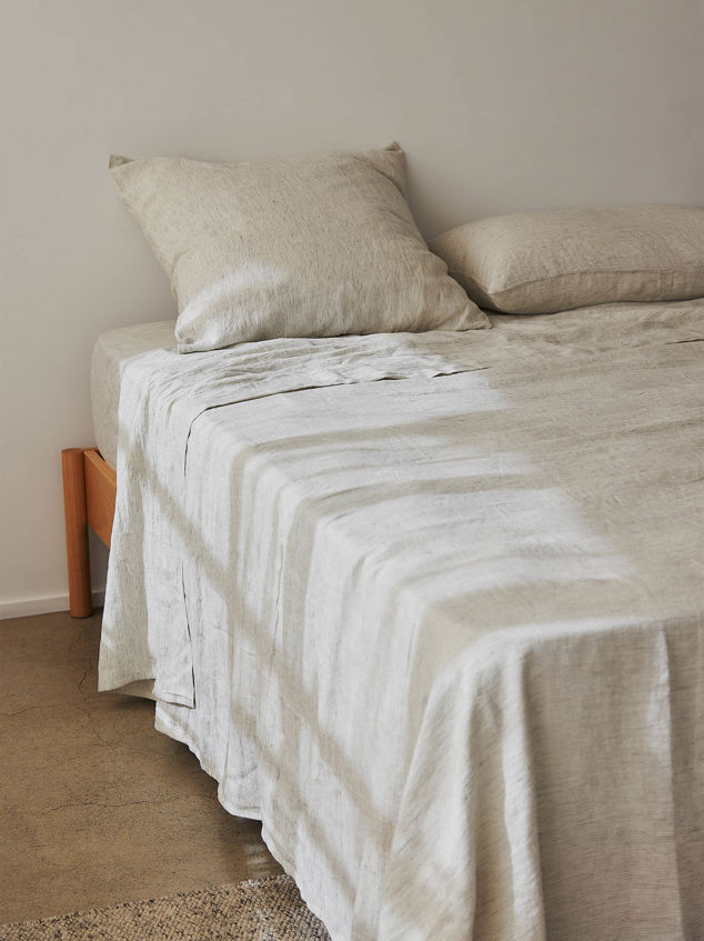 Pinstripe Linen Fitted Sheet