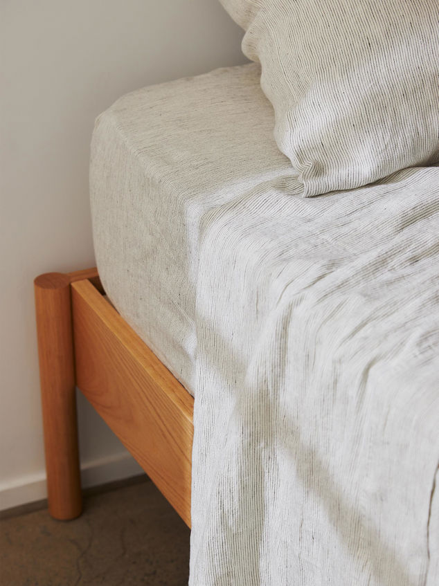 Pinstripe Linen Fitted Sheet