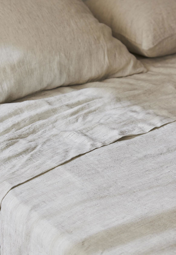 Pinstripe Linen Flat Sheet