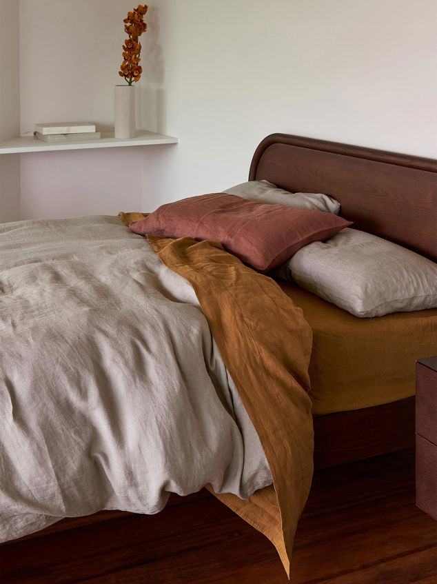 Ochre Linen Fitted Sheet