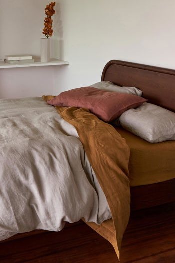 Ochre Linen Flat Sheet