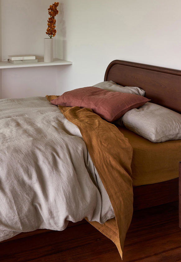 Ochre Linen Flat Sheet