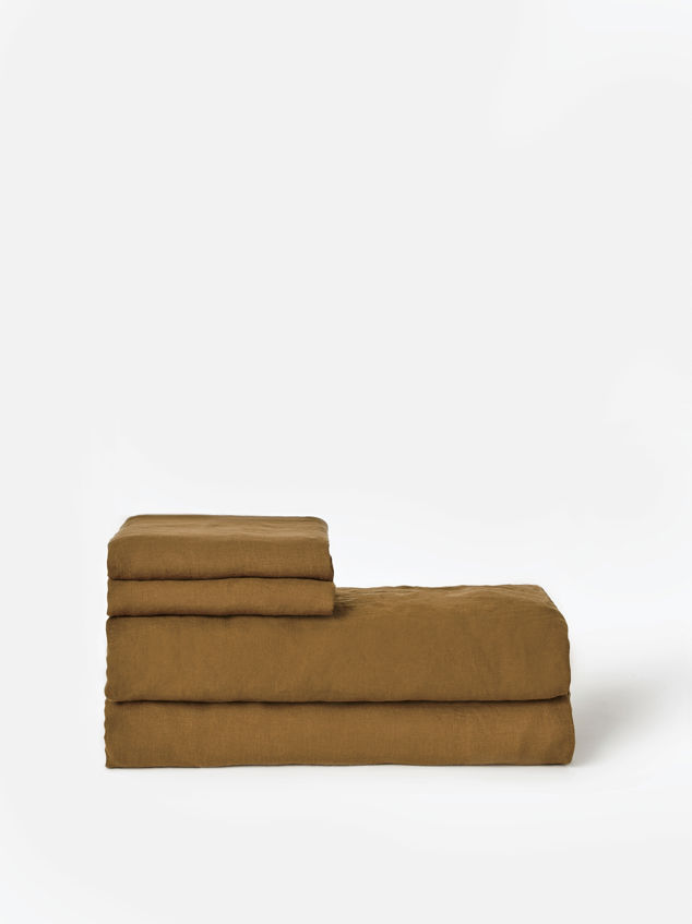 Ochre Linen Flat Sheet