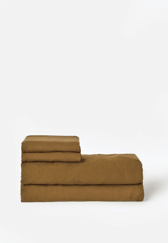 Ochre Linen Flat Sheet