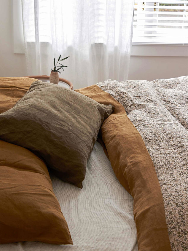 Ochre Linen Flat Sheet