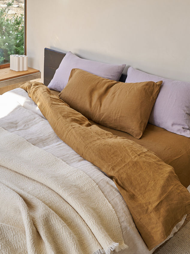 Ochre Linen Flat Sheet
