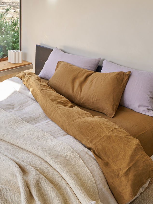 Ochre Linen Lodge Pillowcase Pair