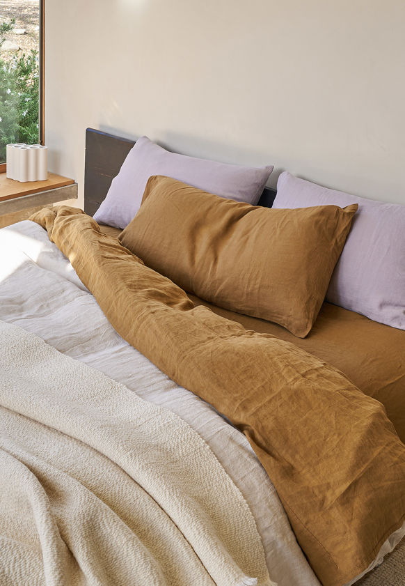 Ochre Linen Lodge Pillowcase Pair