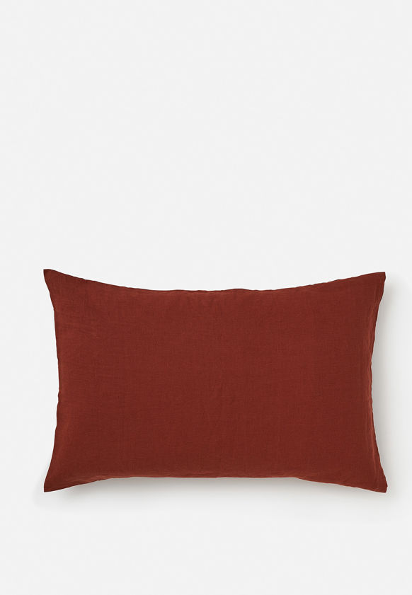 Brick Linen Pillowcase Pair